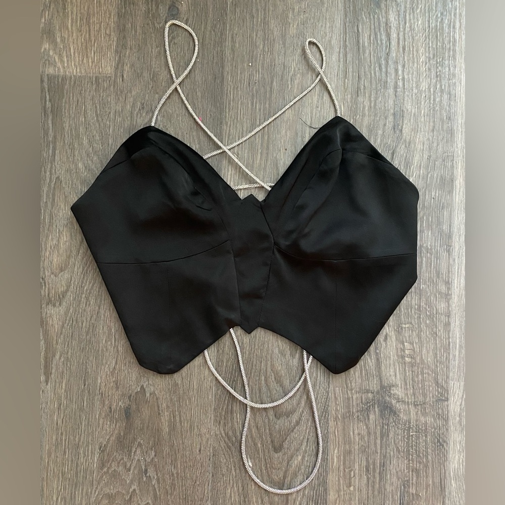 Satin Bling Black Crop Top